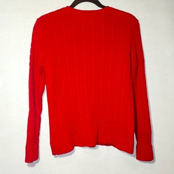 L.L. Bean Red Cable Knit Large Petite Cozy Classic Cotton - Picture 5 of 5